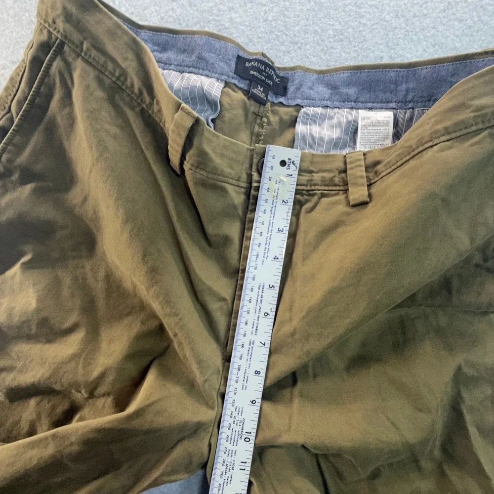 Banana Republic Mens Emerson Short Olive Green Chino Cotton Casual Size 34